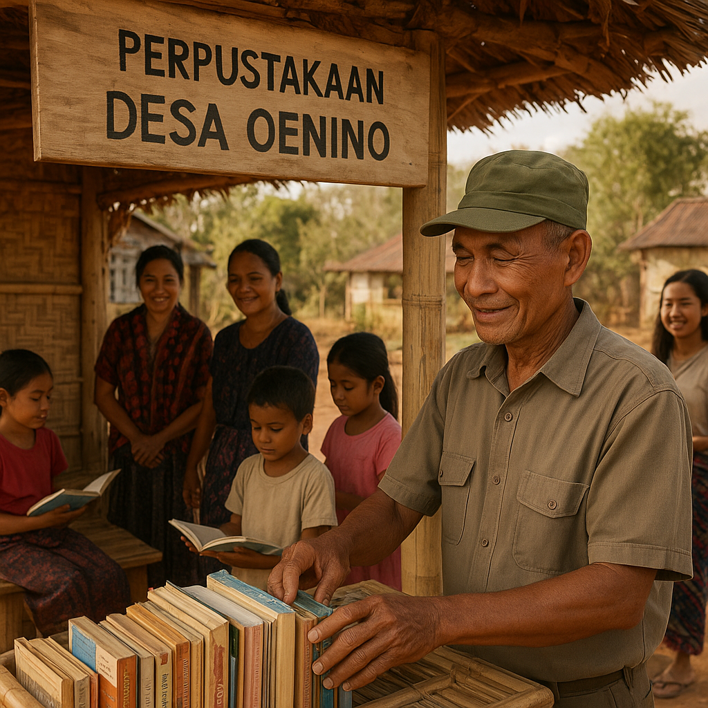 Kisah Purnawirawan TNI Bangun Perpustakaan Desa dari Bambu di Kabupaten Timor Tengah Selatan