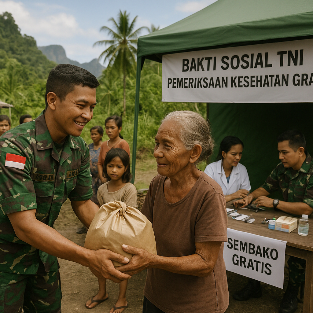 TNI Bagikan Sembako dan Periksa Kesehatan Gratis untuk Warga Pedalaman Halmahera