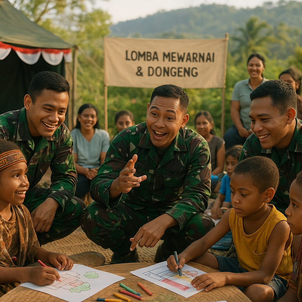 Kobarkan Semangat di Perbatasan: TNI Gelar Lomba Mewarnai dan Dongeng untuk Anak-anak Papua