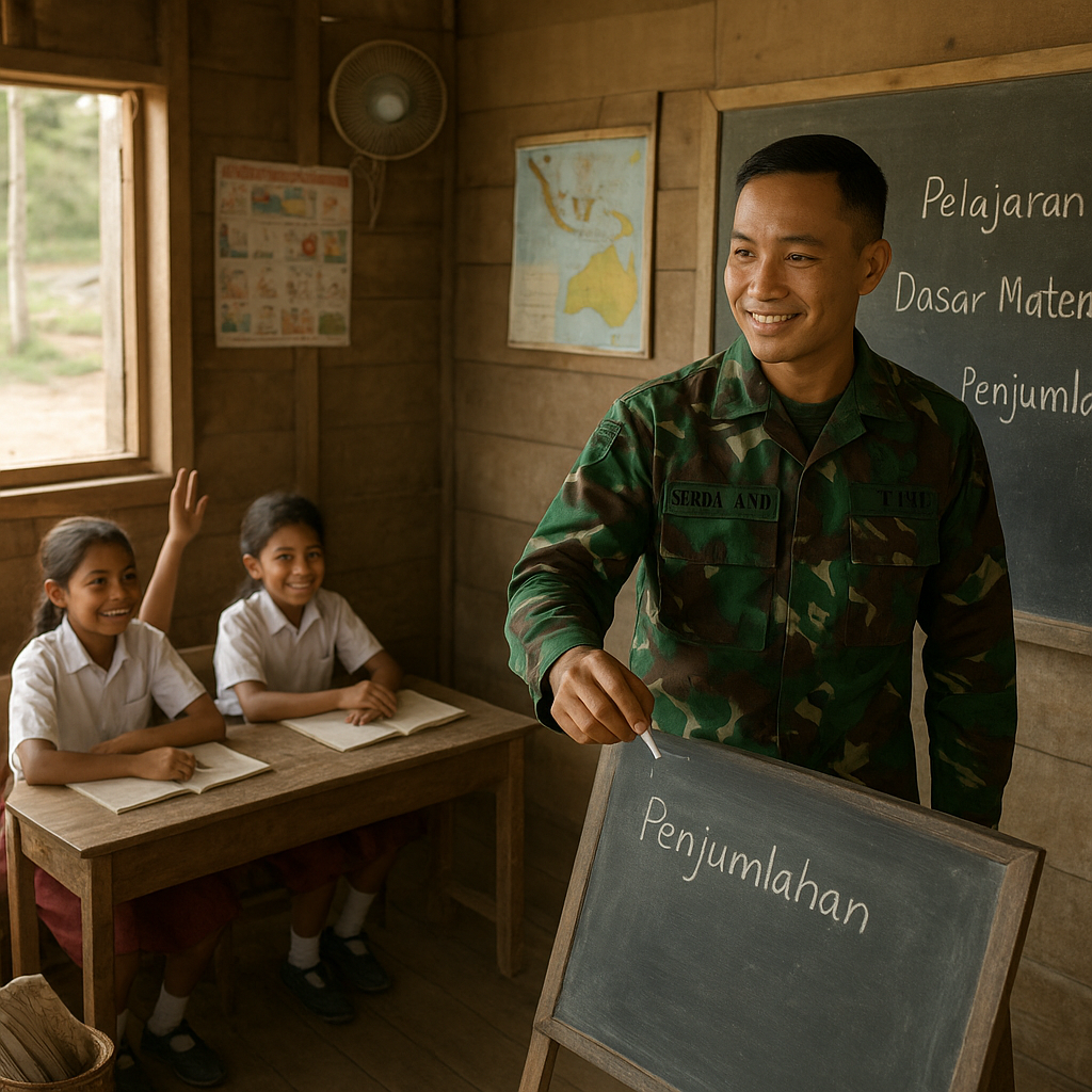 Dari Warga untuk Warga: Kisah Prajurit TNI Jadi Guru Dadakan di SD Terpencil