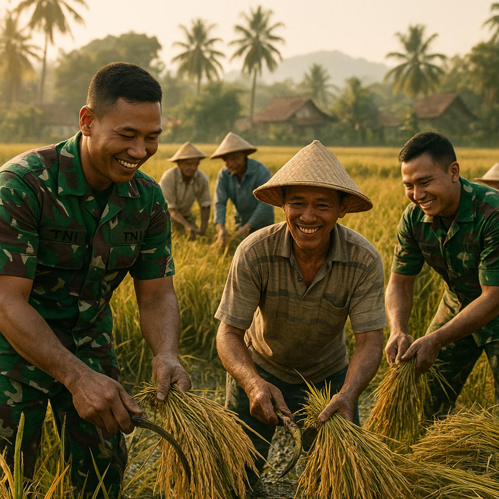 Tentara Turun ke Sawah Bantu Petani Jombang Panen Raya