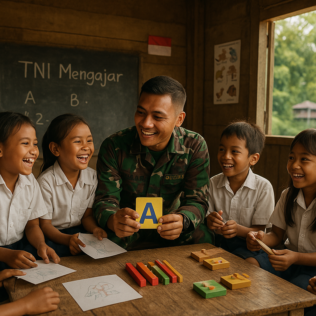Kegiatan 'TNI Mengajar' Wujudkan Mimpi Anak-Anak Perbatasan akan Pendidikan yang Berkualitas
