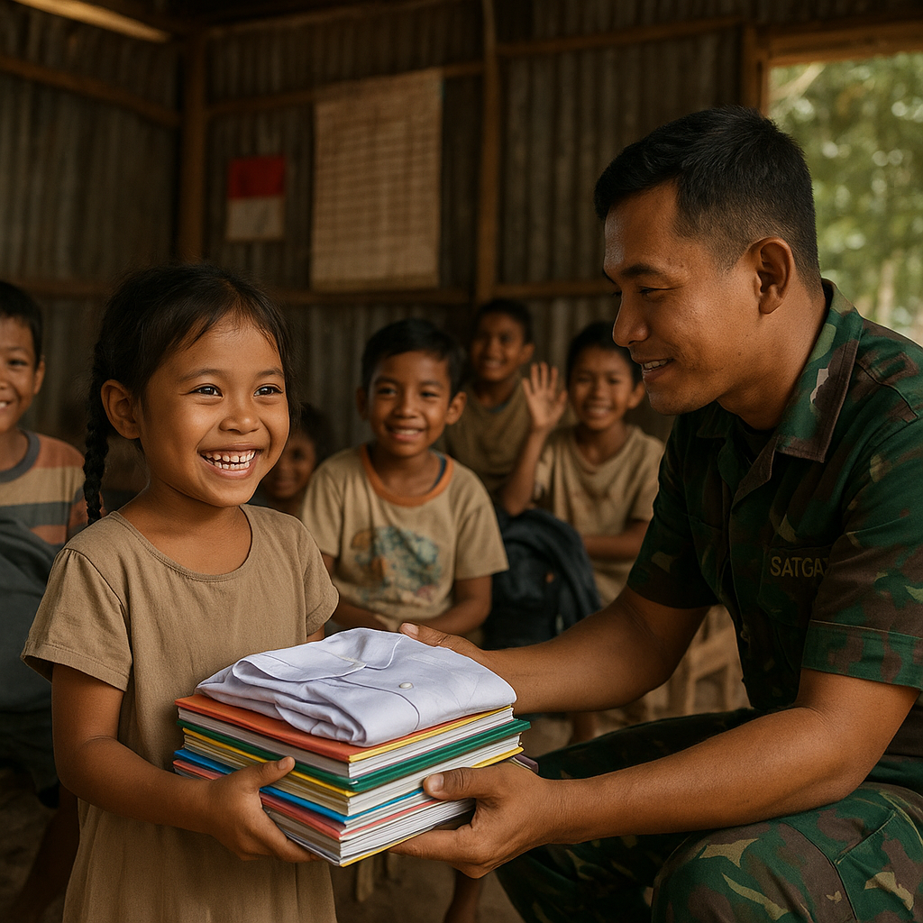 Kilas Pelosok: Senyum Anak-Anak Perbatasan Kalimantan saat Terima Bantuan Buku dan Seragam Sekolah