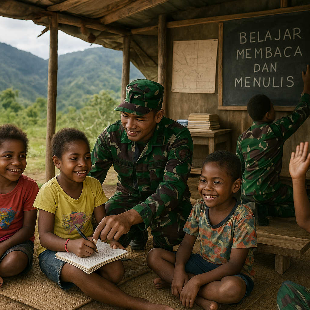 Posko TNI di Pegunungan Arfak Jadi Tempat Belajar Anak-anak Papua