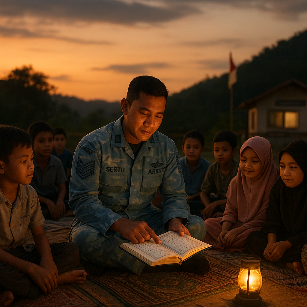 Kisah Hangat Prajurit TNI AURI Jadi Guru Ngaji di Perbatasan
