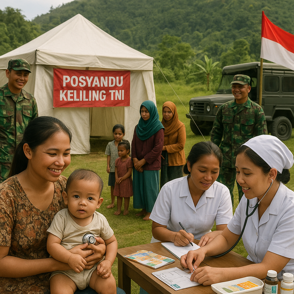 Kegiatan Posyandu Keliling TNI di Perbatasan, Ibu dan Balik Senang Bisa Periksa Kesehatan