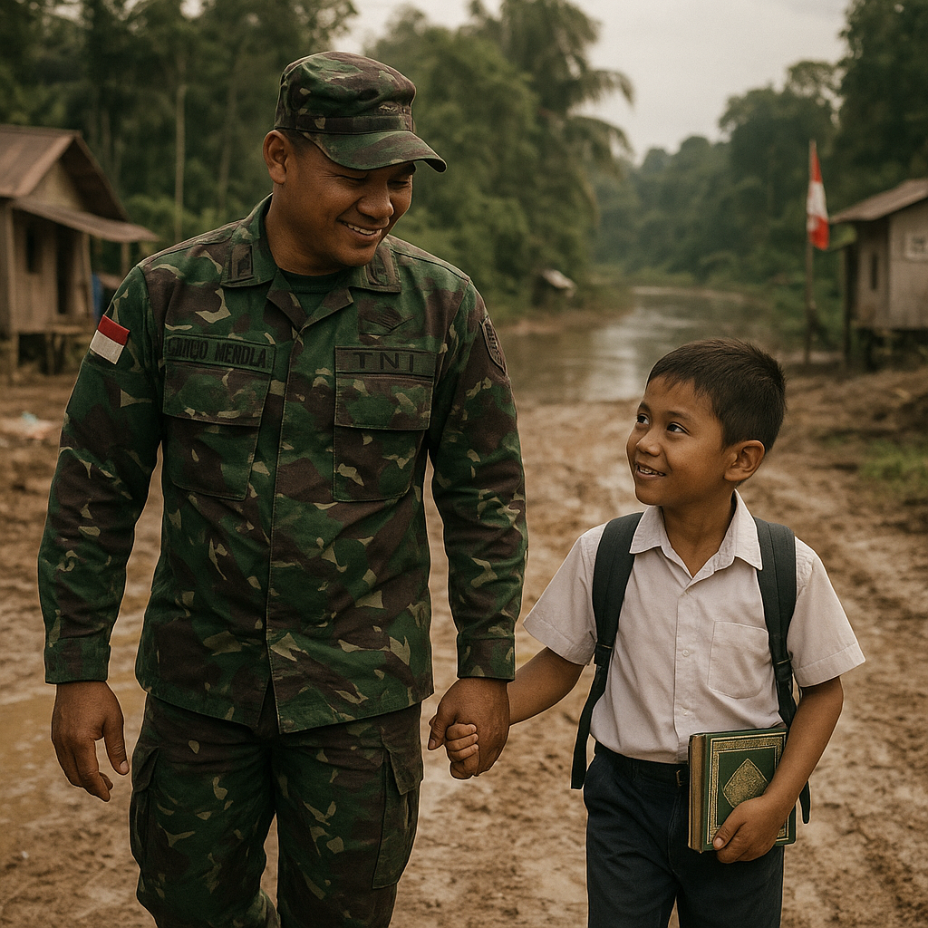 Kisah Haru Prajurit TNI Jadi 'Bapak Angkat' Anak Yatim di Perbatasan Kalimantan