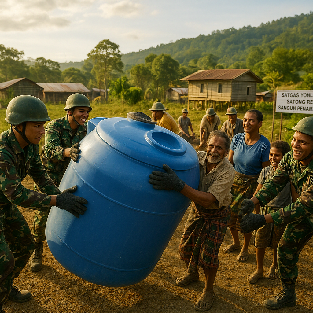 Satgas Yonif 2 Marinir Bangun Penampungan Air Bersama Warga Paniai, Akses Air Bersih Kian Terjamin