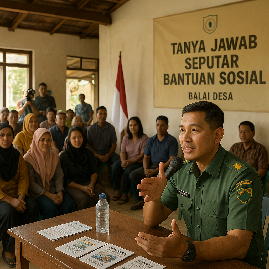 Tanya Jawab Seputar Bantuan Sosial dengan Danramil di Balai Desa