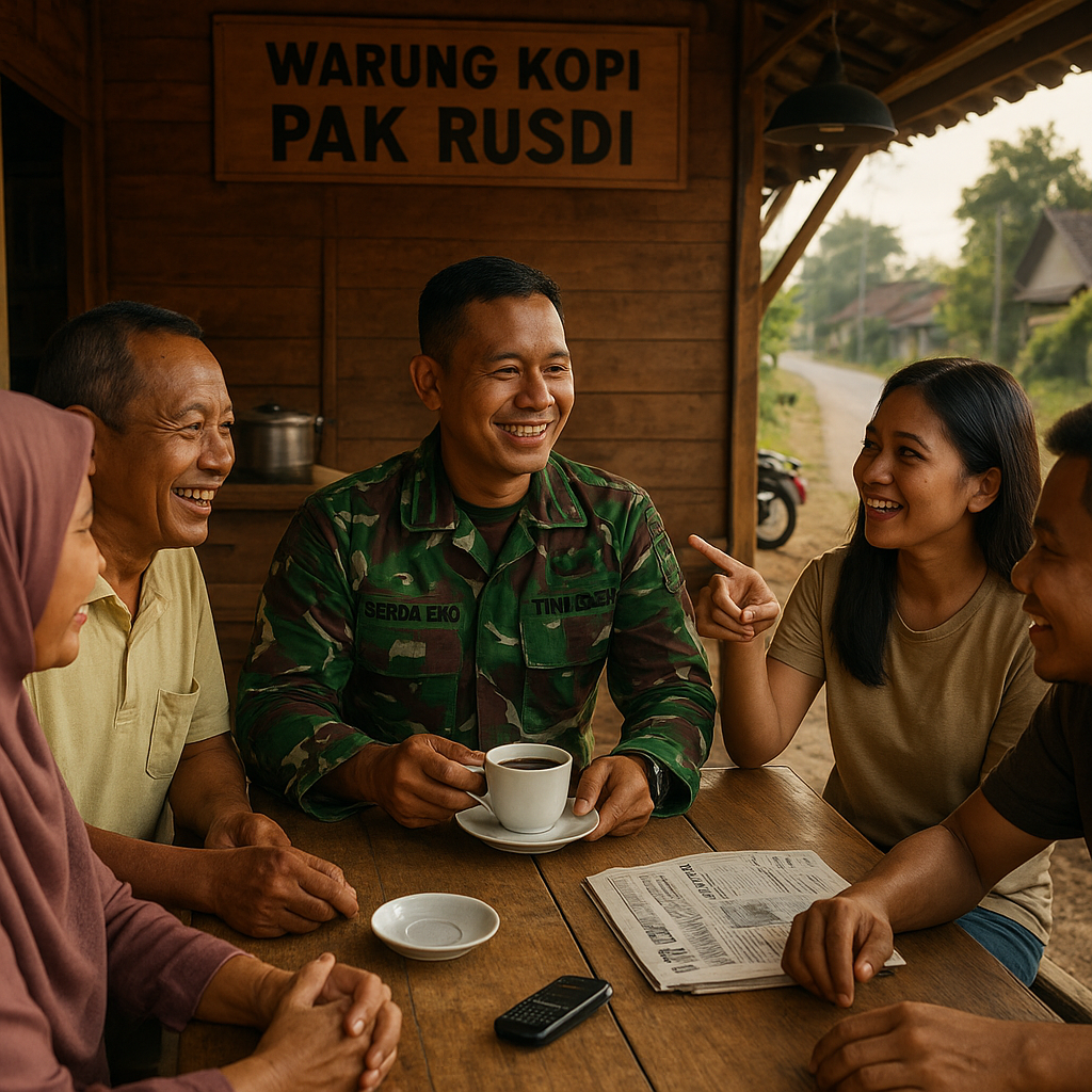 Komsos Babinsa di Warung Kopi, Bahas Keamanan dan Perkembangan Desa