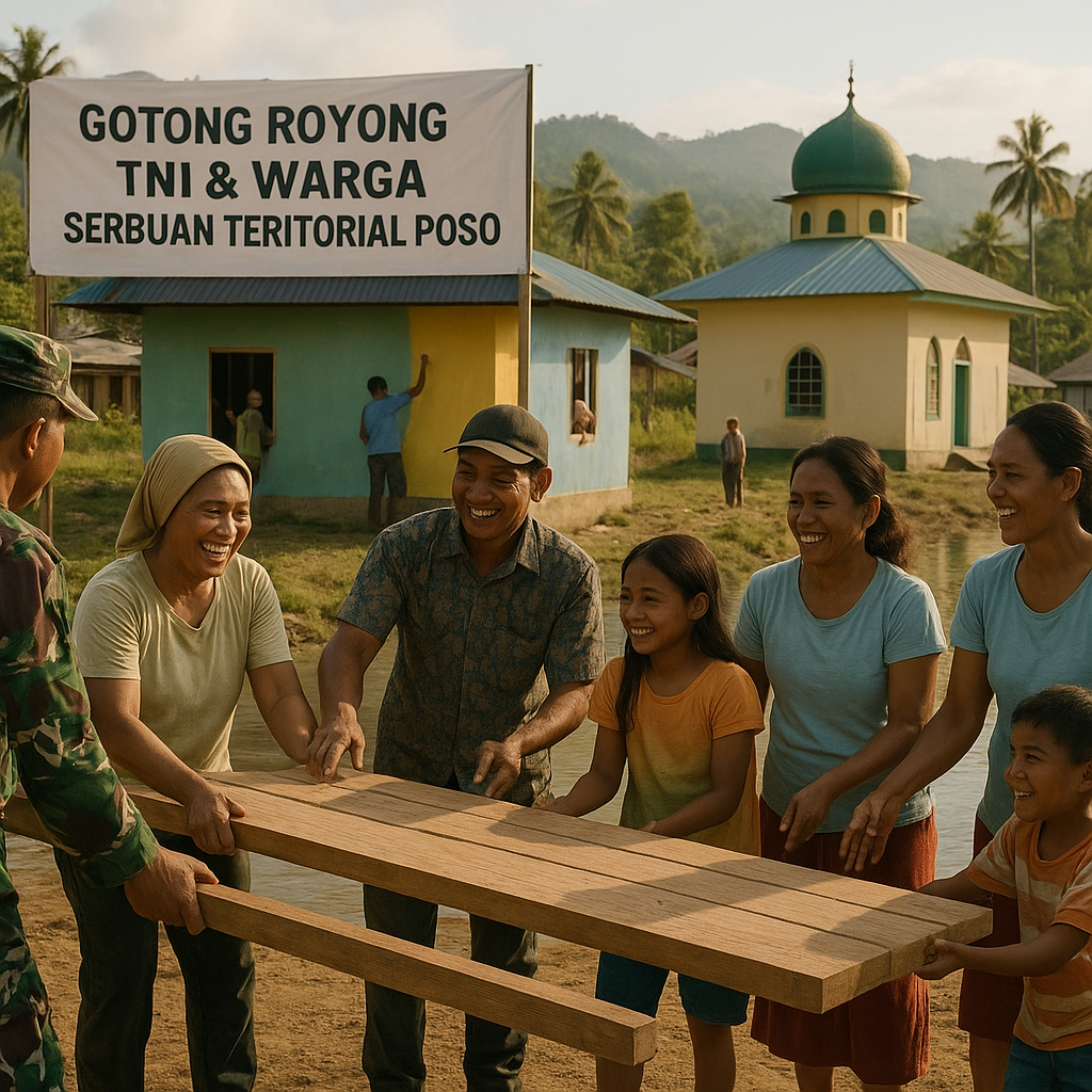 Gotong Royong TNI dan Warga Rampungkan Serbuan Teritorial di Poso, Harapan Baru Tumbuh di Desa