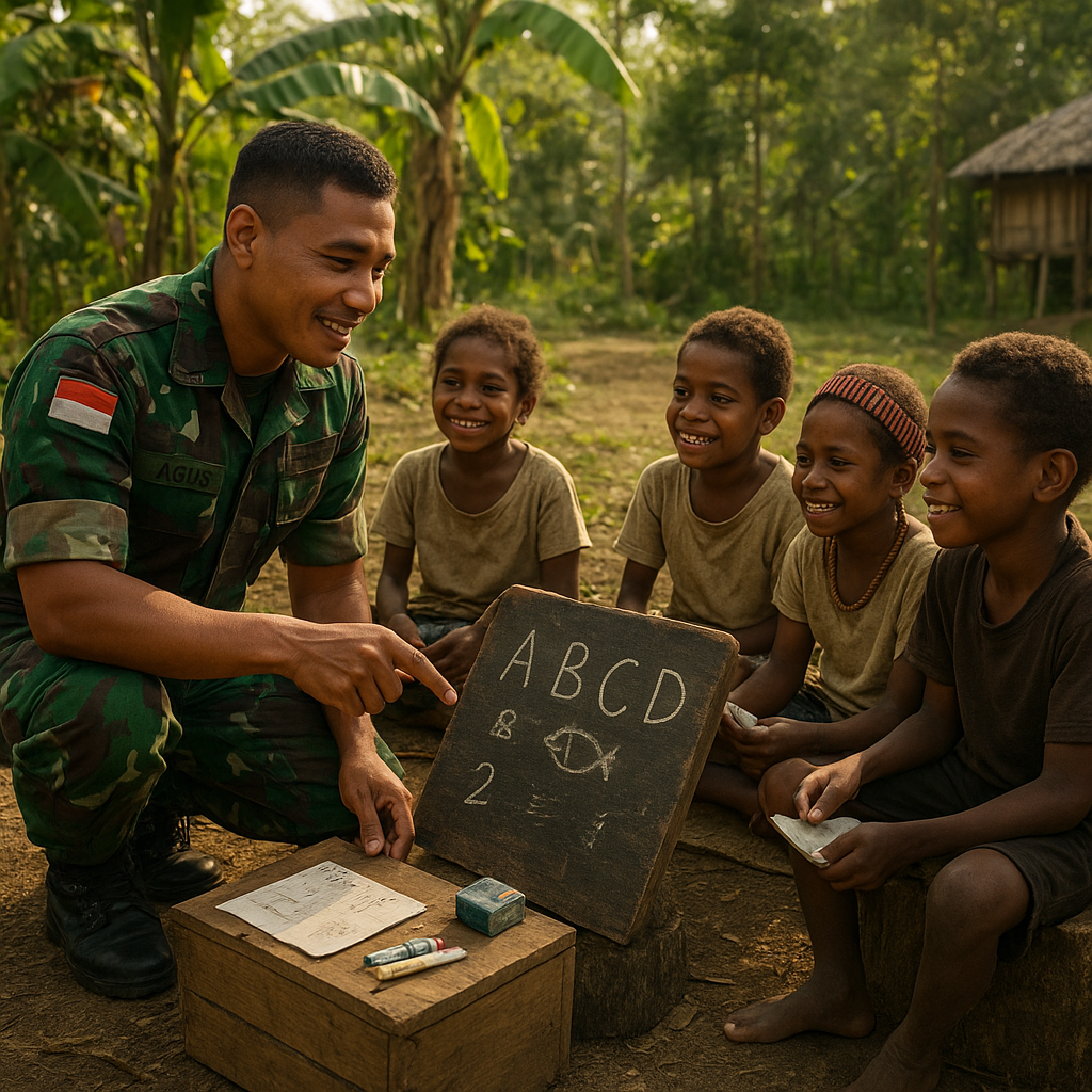 Kisah Hangat Bintara TNI yang Jadi Guru Dadakan untuk Anak-anak Pedalaman Papua