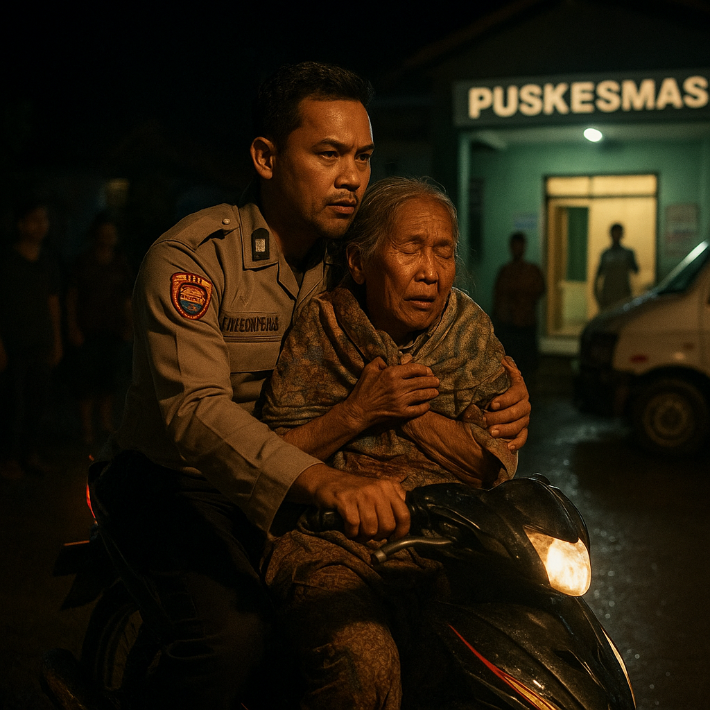Cerita Bhabinkamtibmas Antar Warga Sakit ke Puskesmas dengan Sepeda Motor