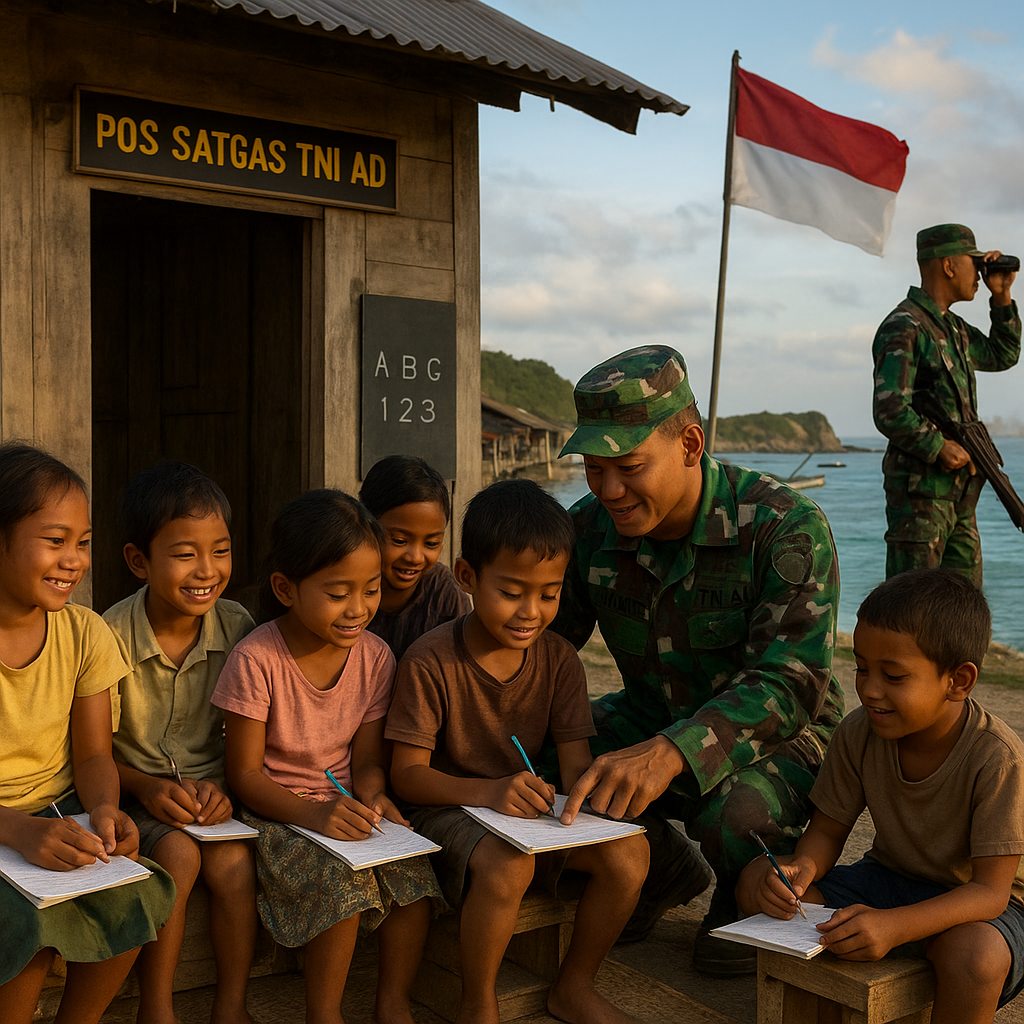 Pos Satgas TNI di Pulau Terluar Jadi Tempat Belajar Anak-anak