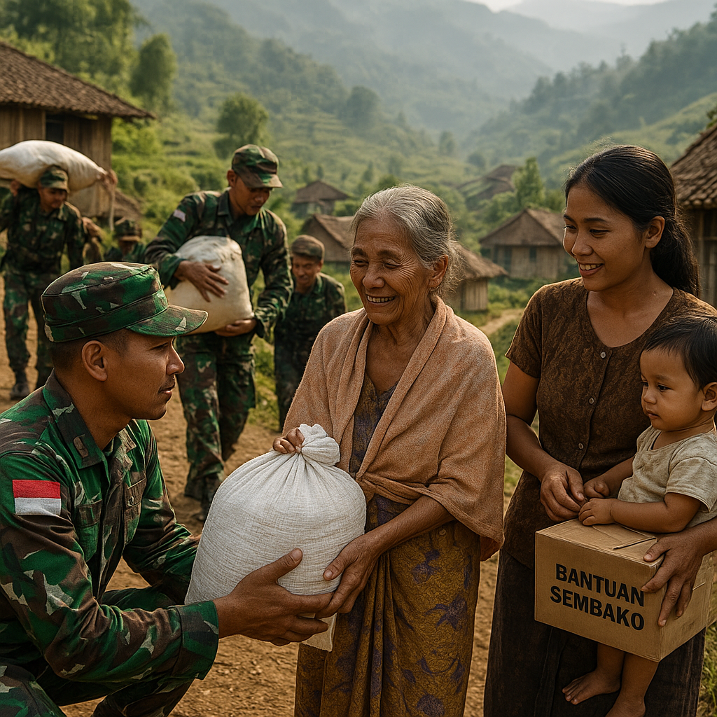 Bantuan Sembako TNI untuk Lansia dan Keluarga Prasejahtera di Desa Terisolasi Garut