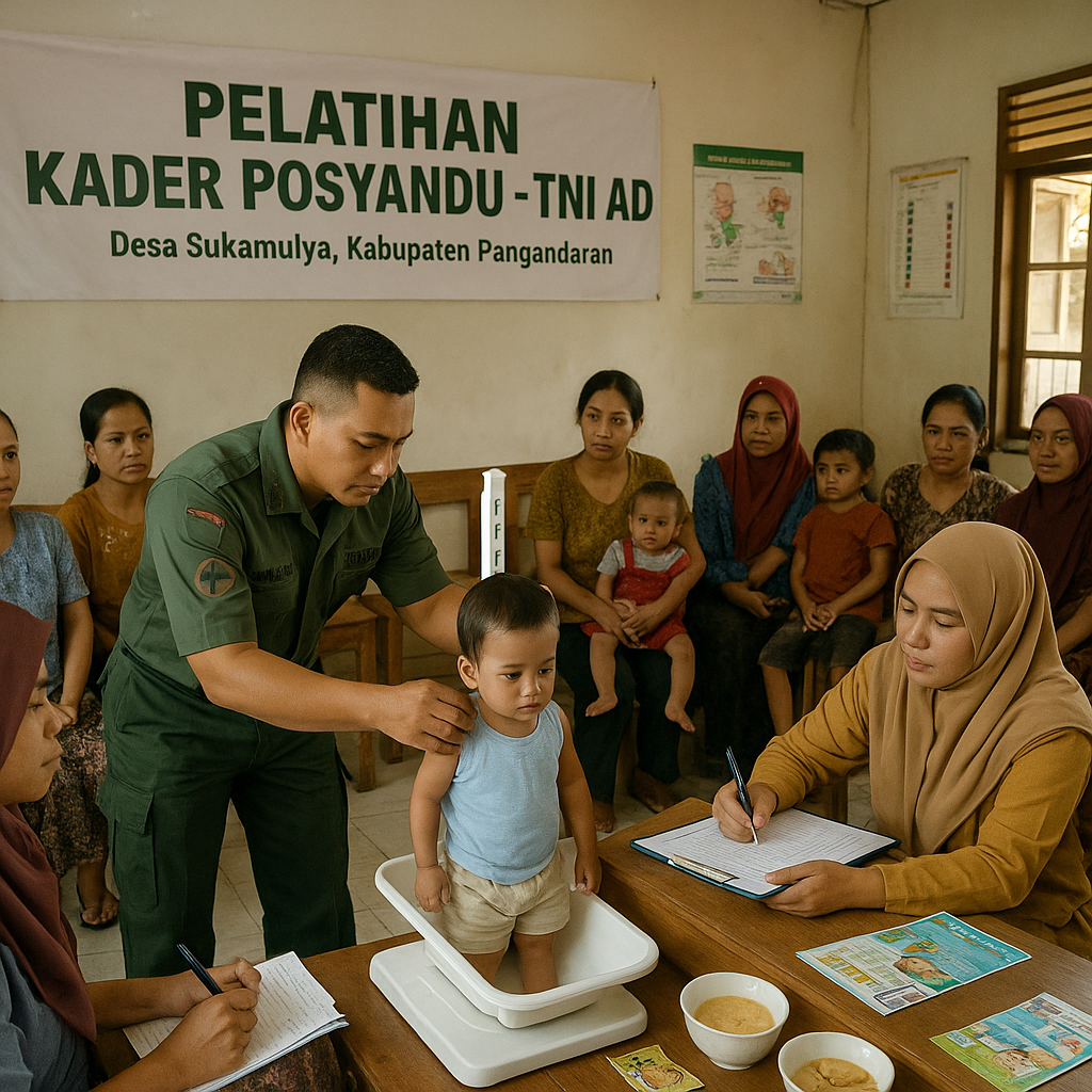 TNI AD Latih Kader Posyandu di Desa Sukamulya, Tingkatkan Gizi Balita