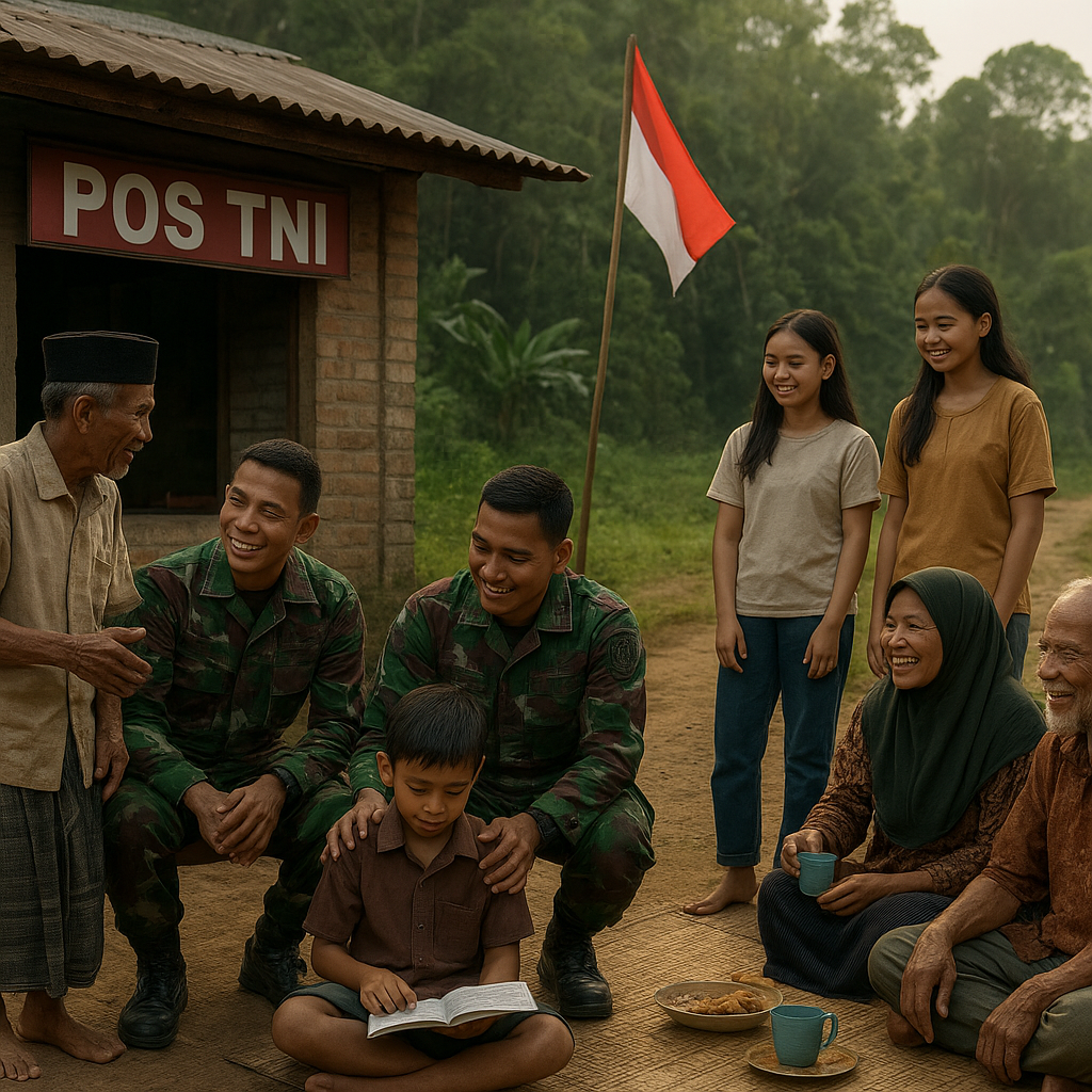 Pos TNI di Perbatasan Kalimantan Jadi Tempat Mengadu dan Berkumpulnya Warga