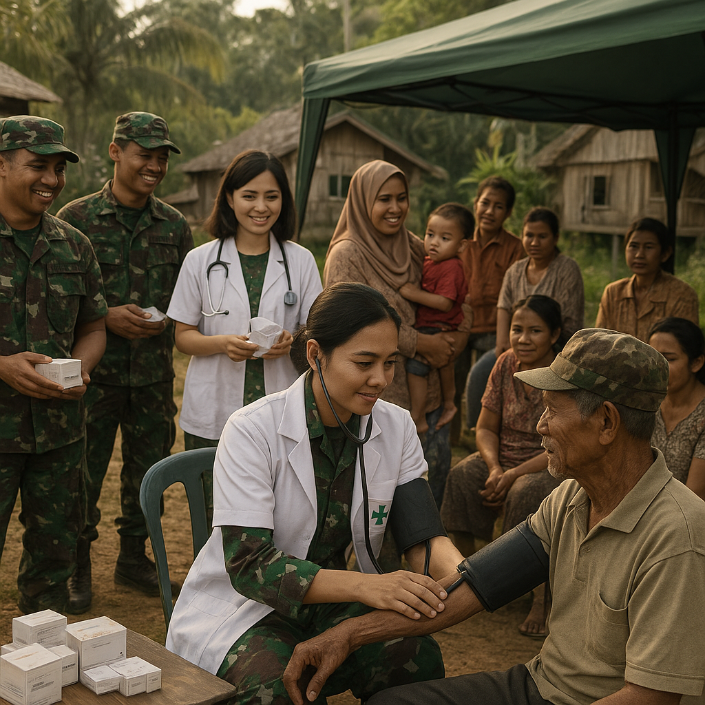 Dokter Satgas TNI AD Gelar Pengobatan Gratis untuk Warga Desa di Perbatasan Kalimantan
