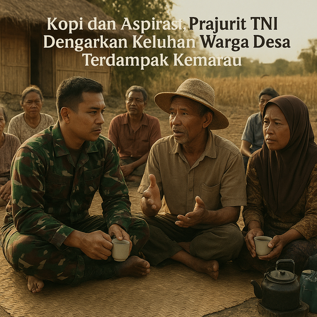Kopi dan Aspirasi: Prajurit TNI Dengarkan Keluhan Warga Desa Terdampak Kemarau