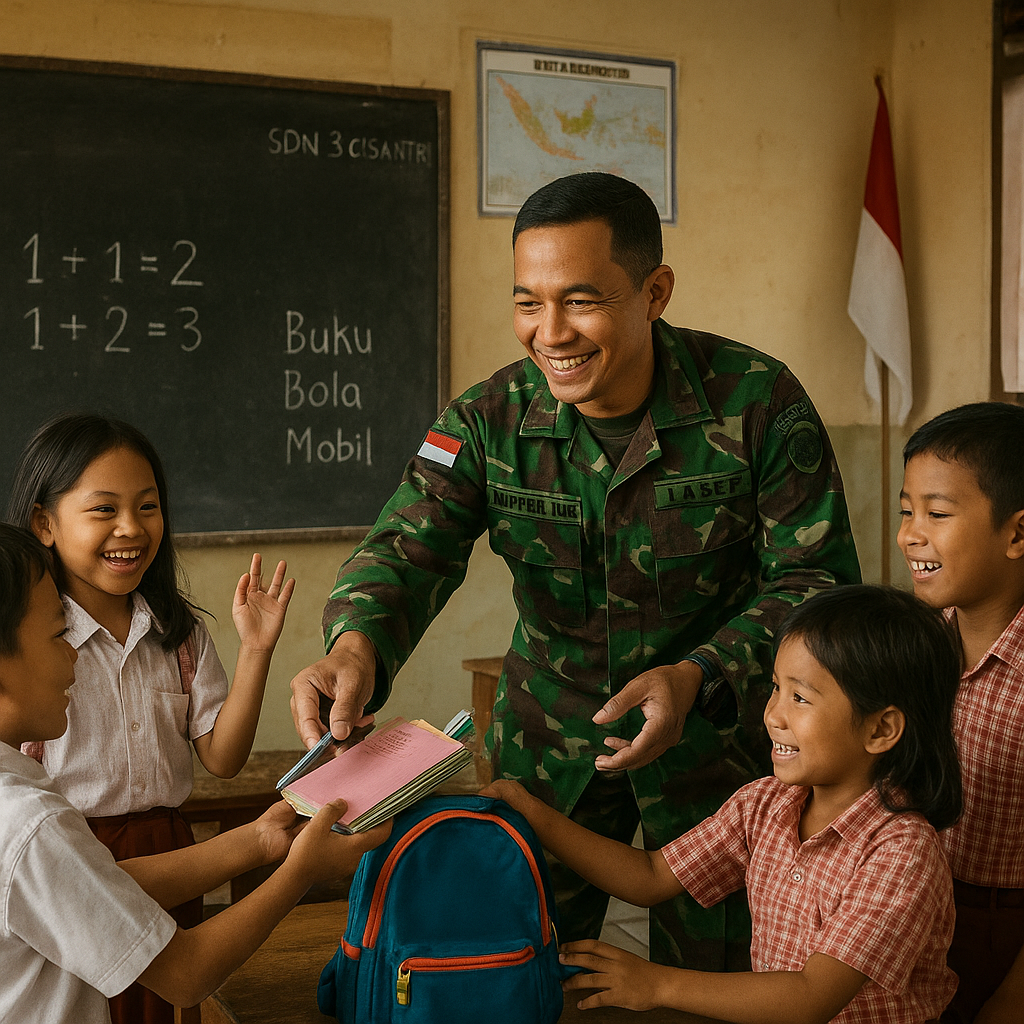 Cerita Hangat: Kapten Inf Asep Jadi 'Guru Dadakan' di SDN 3 Cisantri