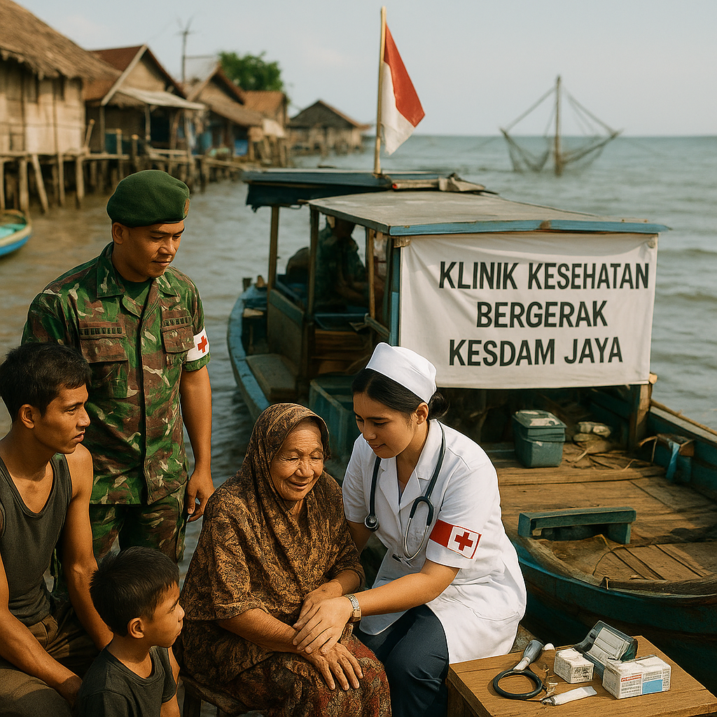 Klinik Kesehatan Bergerak TNI Kunjungi Warga di Kampung Nelayan Tanjung Pasir