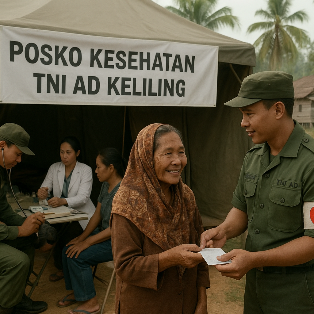 Posko Kesehatan TNI AD Keliling Desa di Perbatasan Kalimantan