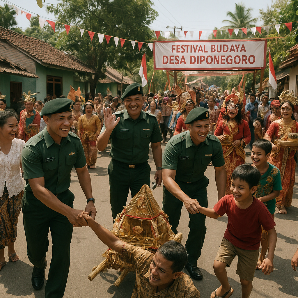 Festival Budaya Desa Diponegoro: TNI dan Meriahkan Karnaval untuk Jaga Warisan Leluhur