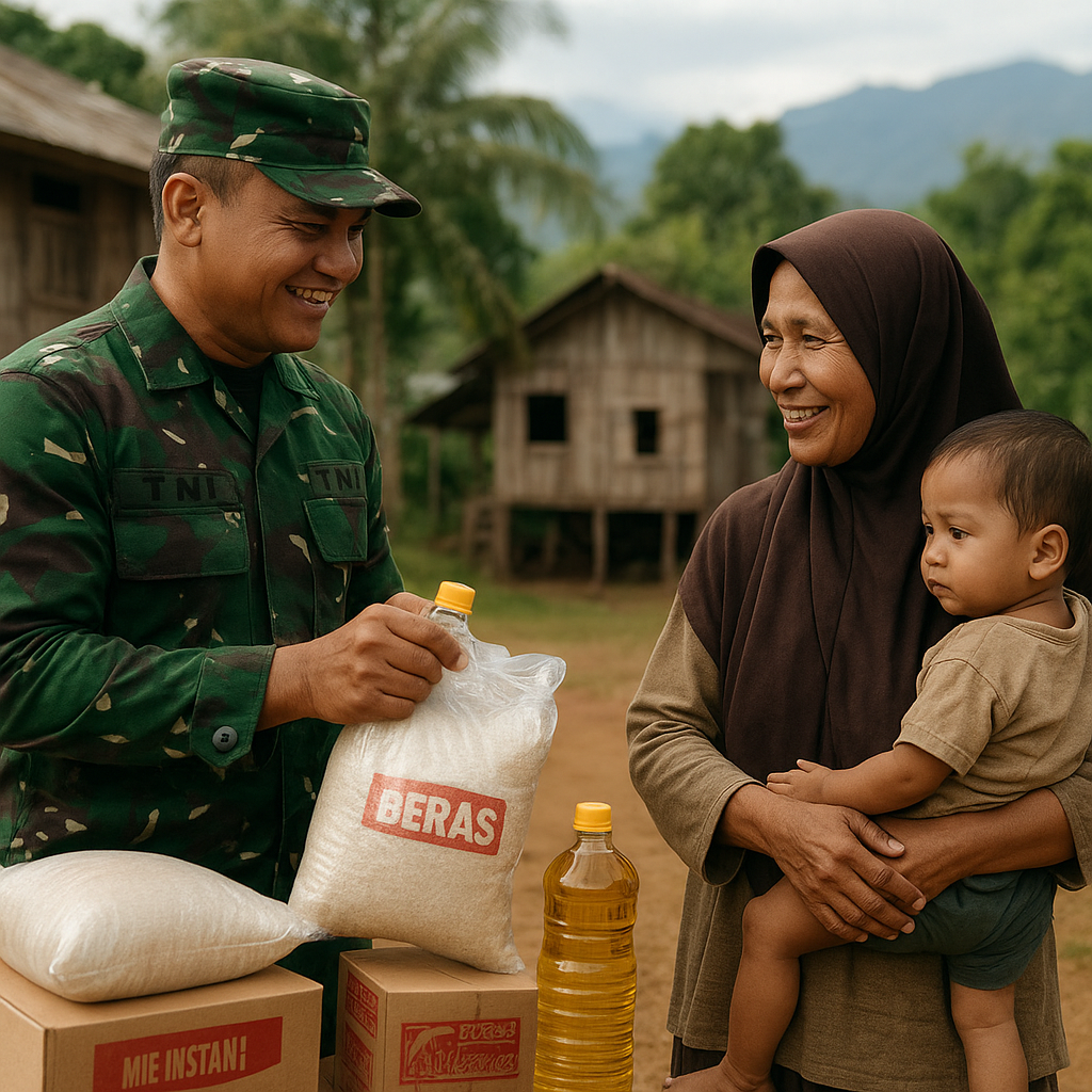 Bantuan Sembako dari TNI untuk Keluarga Prasejahtera di Aceh Tengah