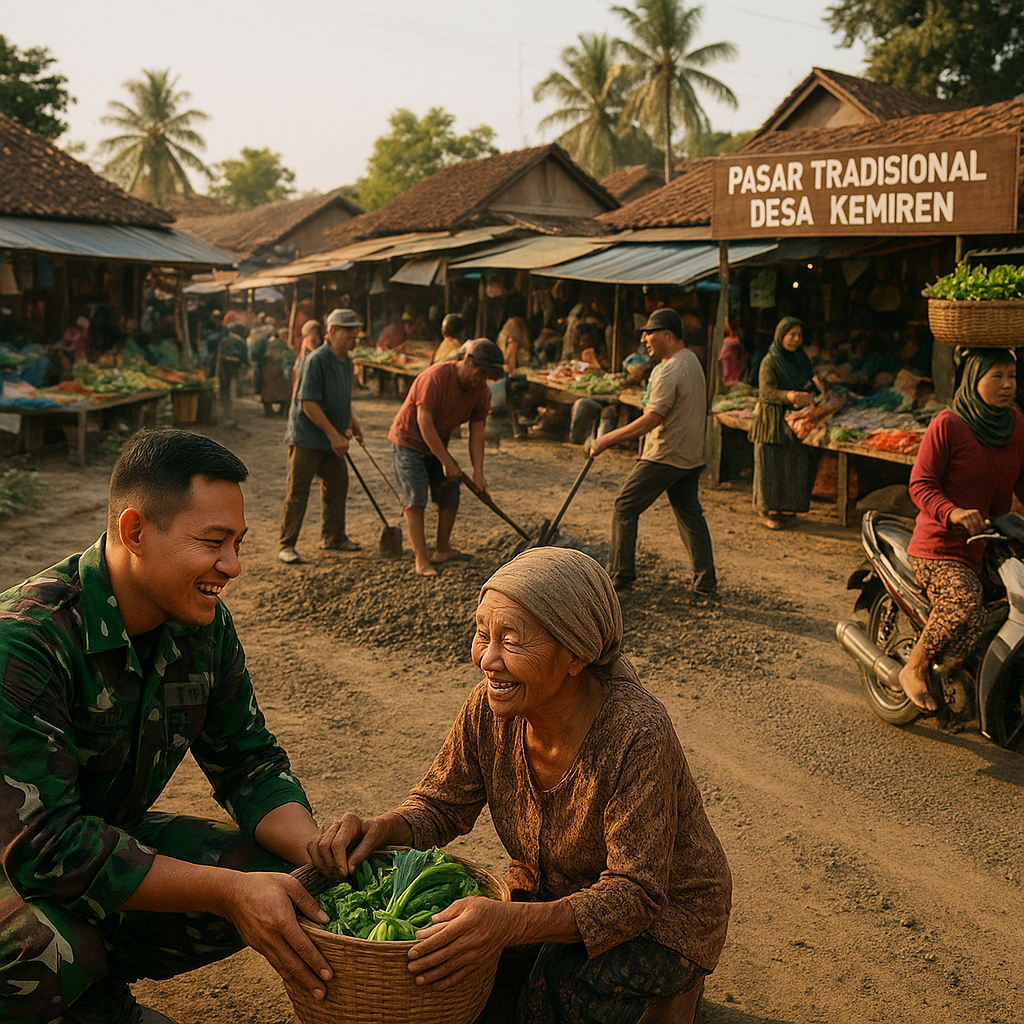 Perbaikan Jalan Desa oleh Satgas TNI, Pasar Tradisional di Banyuwangi Kembali Ramai