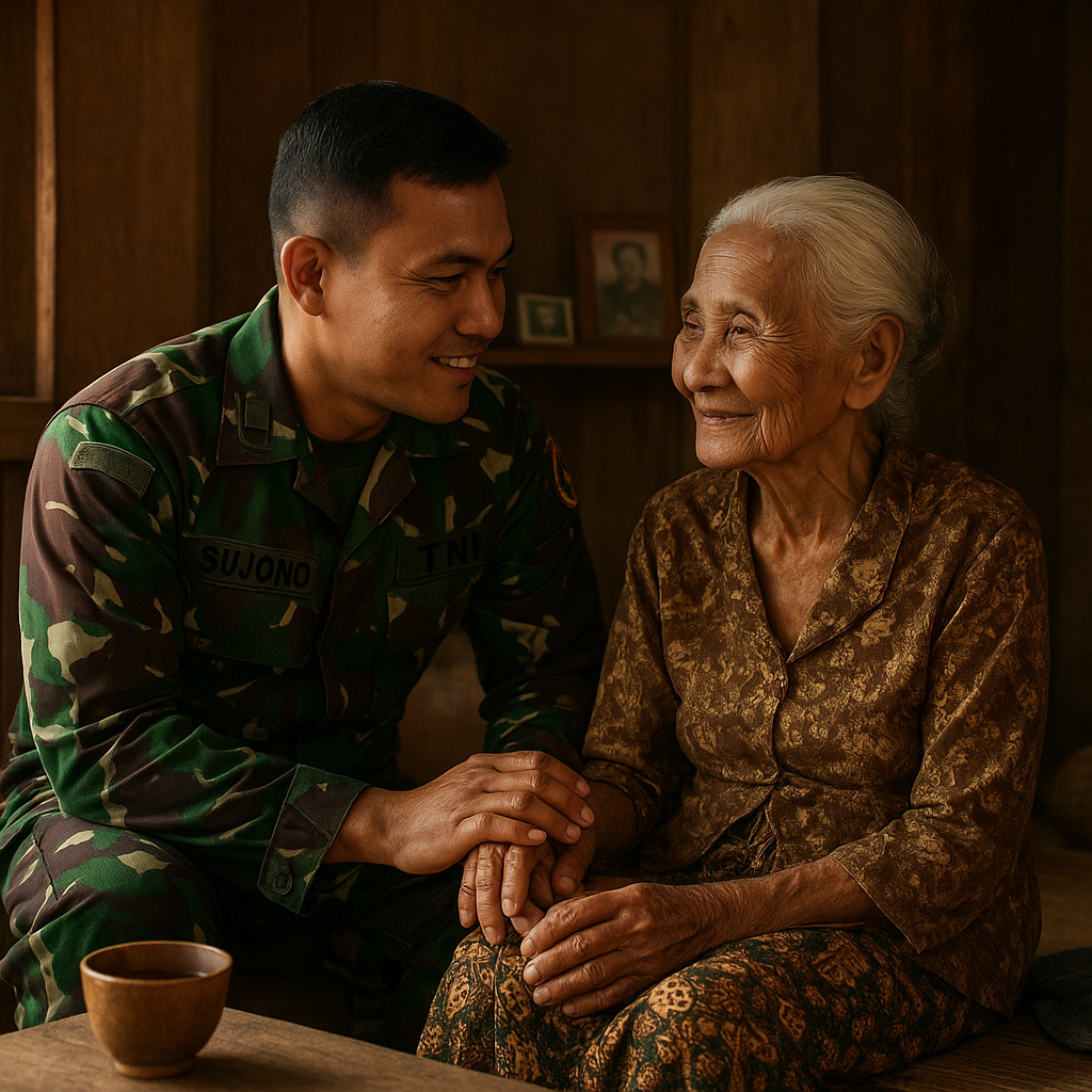 Sentuhan Kemanusiaan TMMD 128, Kehangatan Babinsa di Rumah Mbah Sumarni