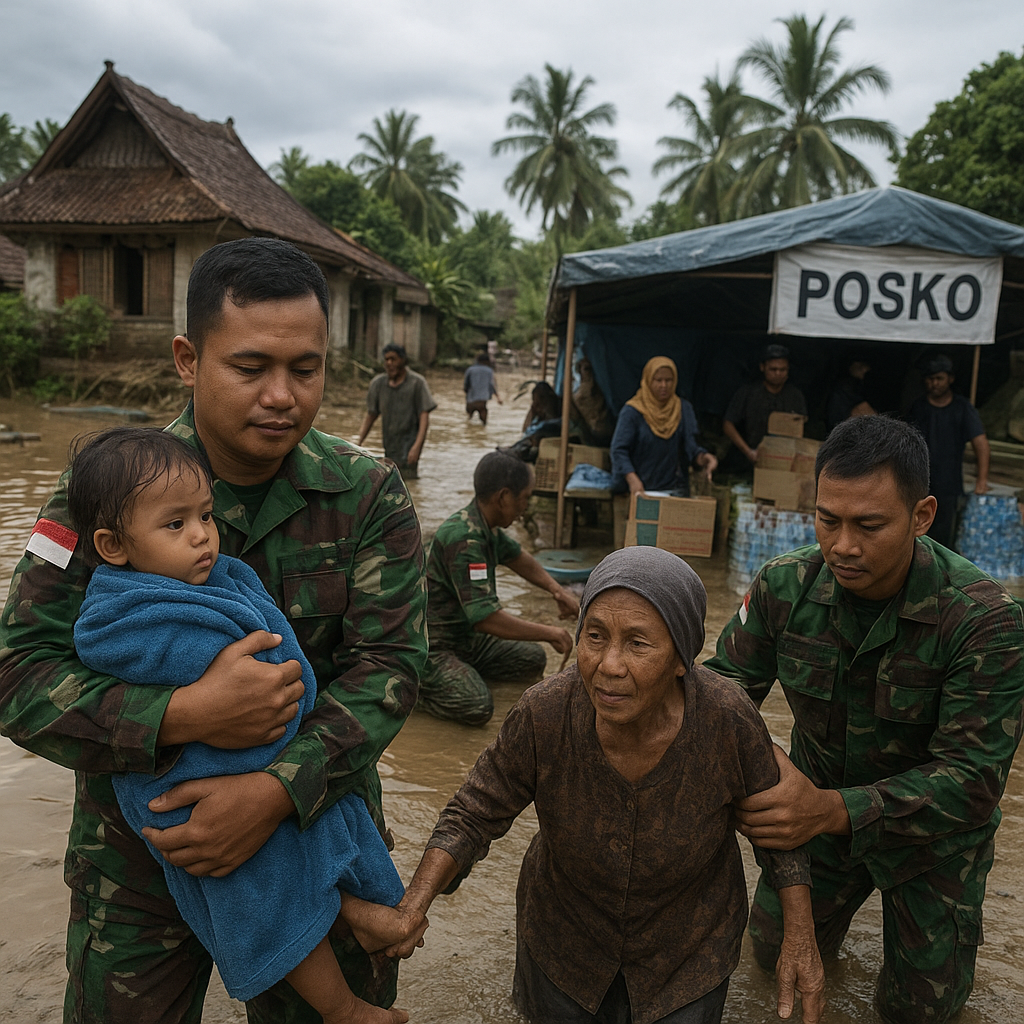 Dari Patroli Jadi Tangan Penolong: Prajurit TNI Bantu Warga Terdampak Banjir Bandang di Flores