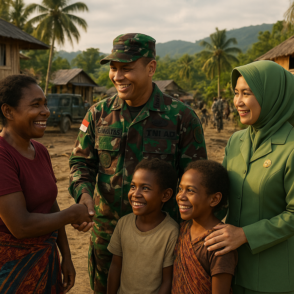 Canda dan Tawa Hangatkan Hati Mama-Mama Papua di Lokasi TMMD Kampung Sesor