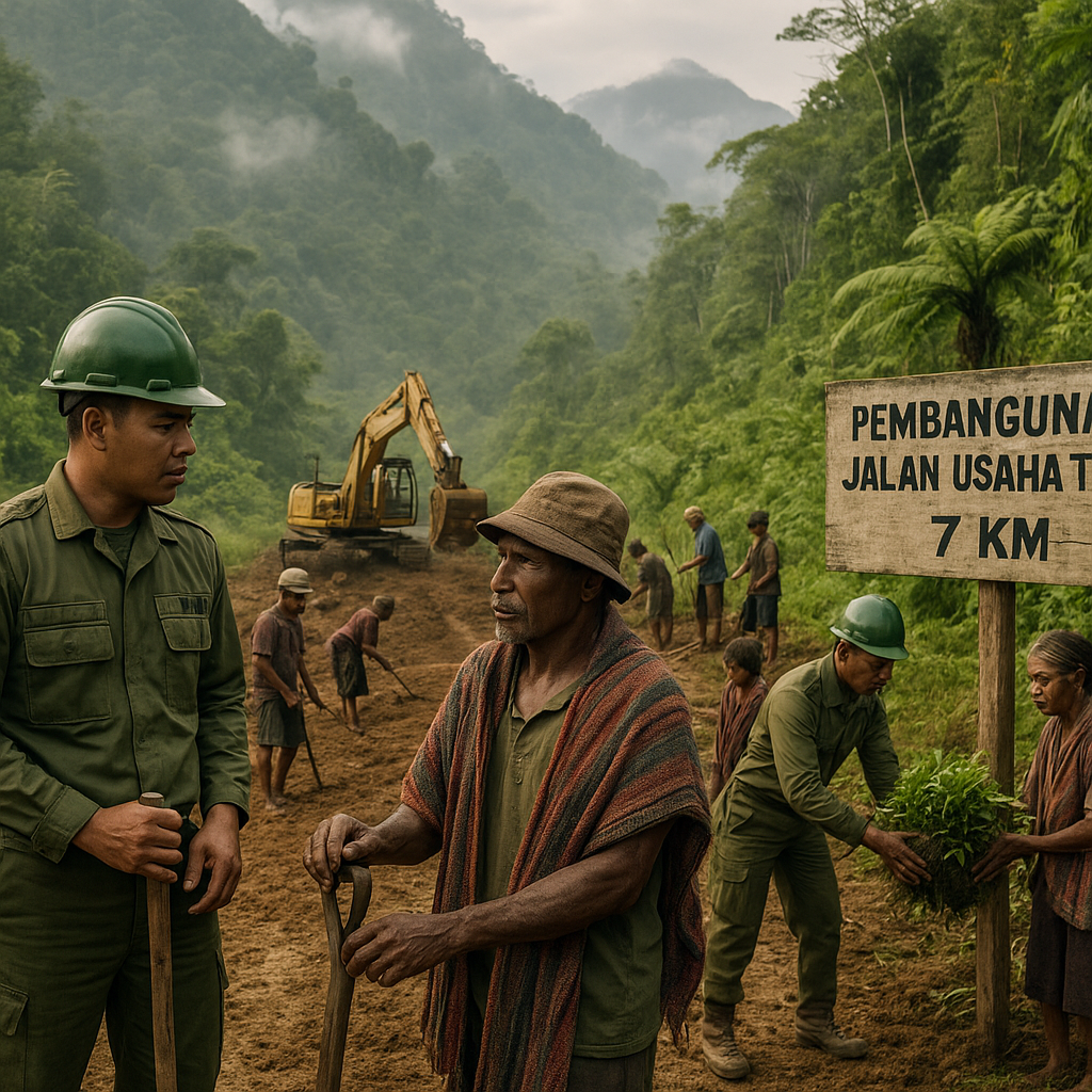 Pembangunan Jalan Usaha Tani di Pegunungan Arfak Mulai Dirintis TNI