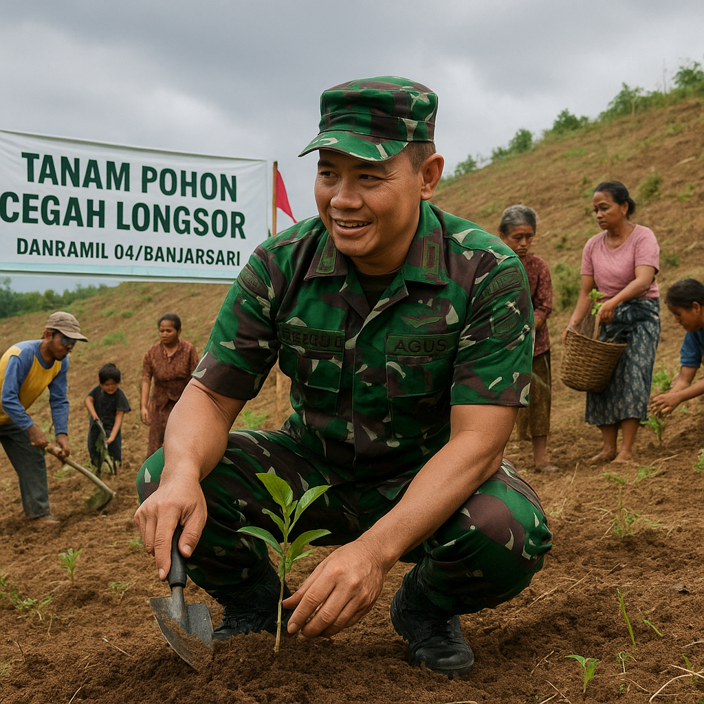 Danramil 04/Banjarsari Ajak Warga Tanam Pohon di Lahan Kritis untuk Cegah Longsor