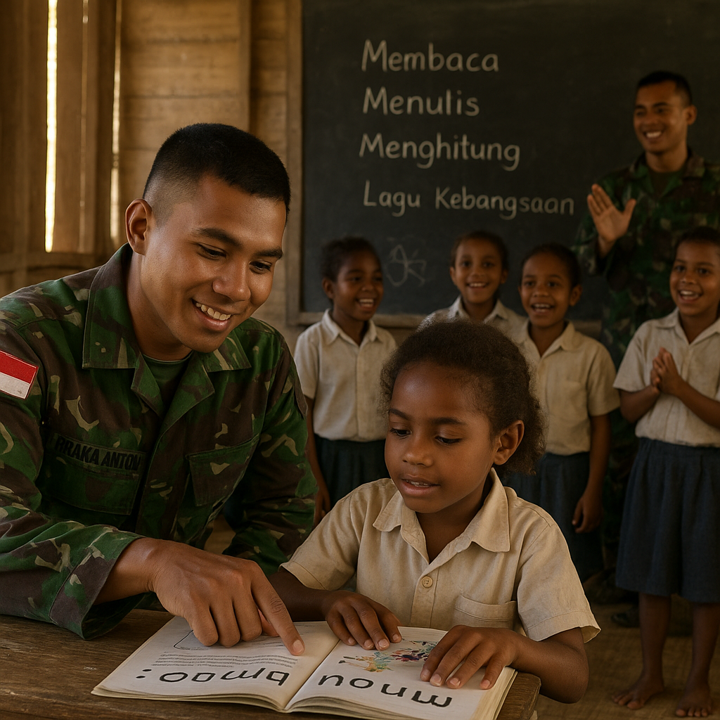 Kegiatan Mengajar Sukarela Prajurit di Sekolah Darat Papua