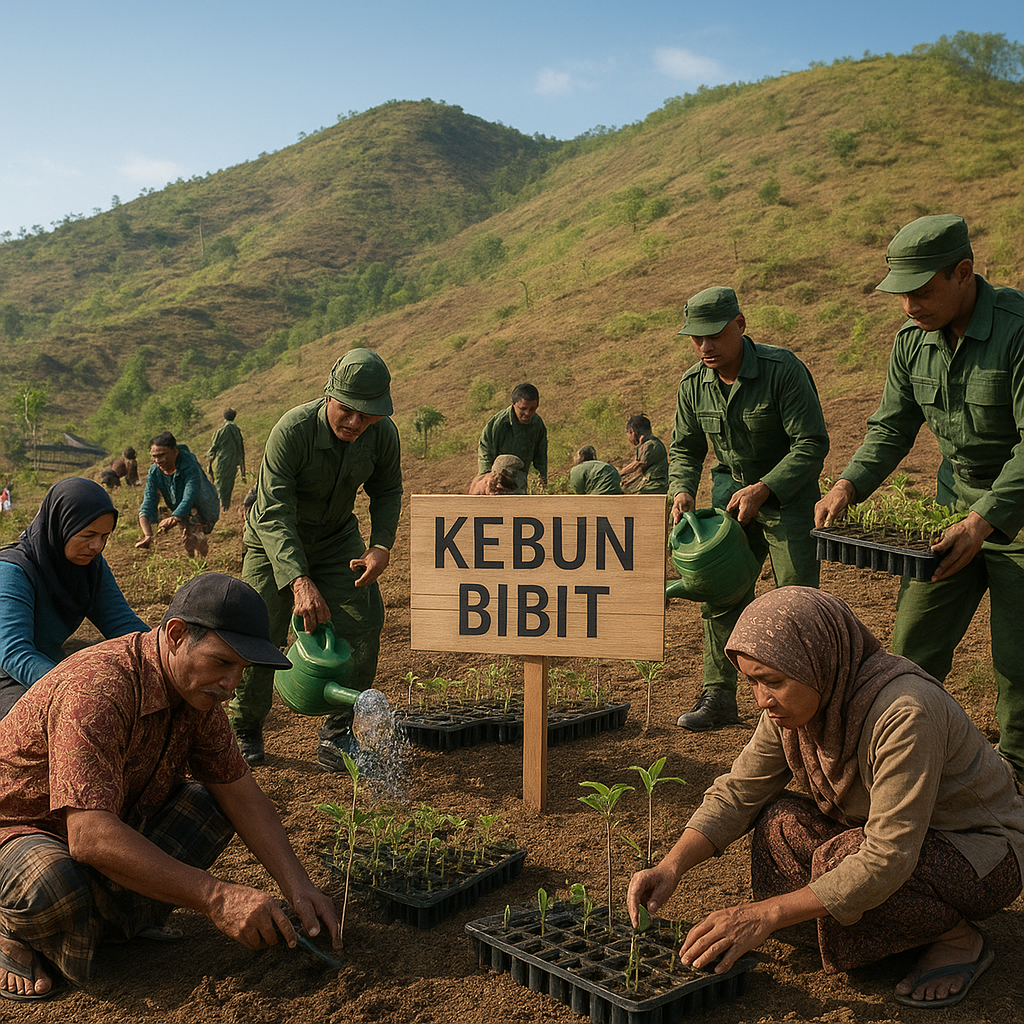 Kebun Bibit bersama TNI: Menghijaukan Kembali Lereng Gunung yang Gundul