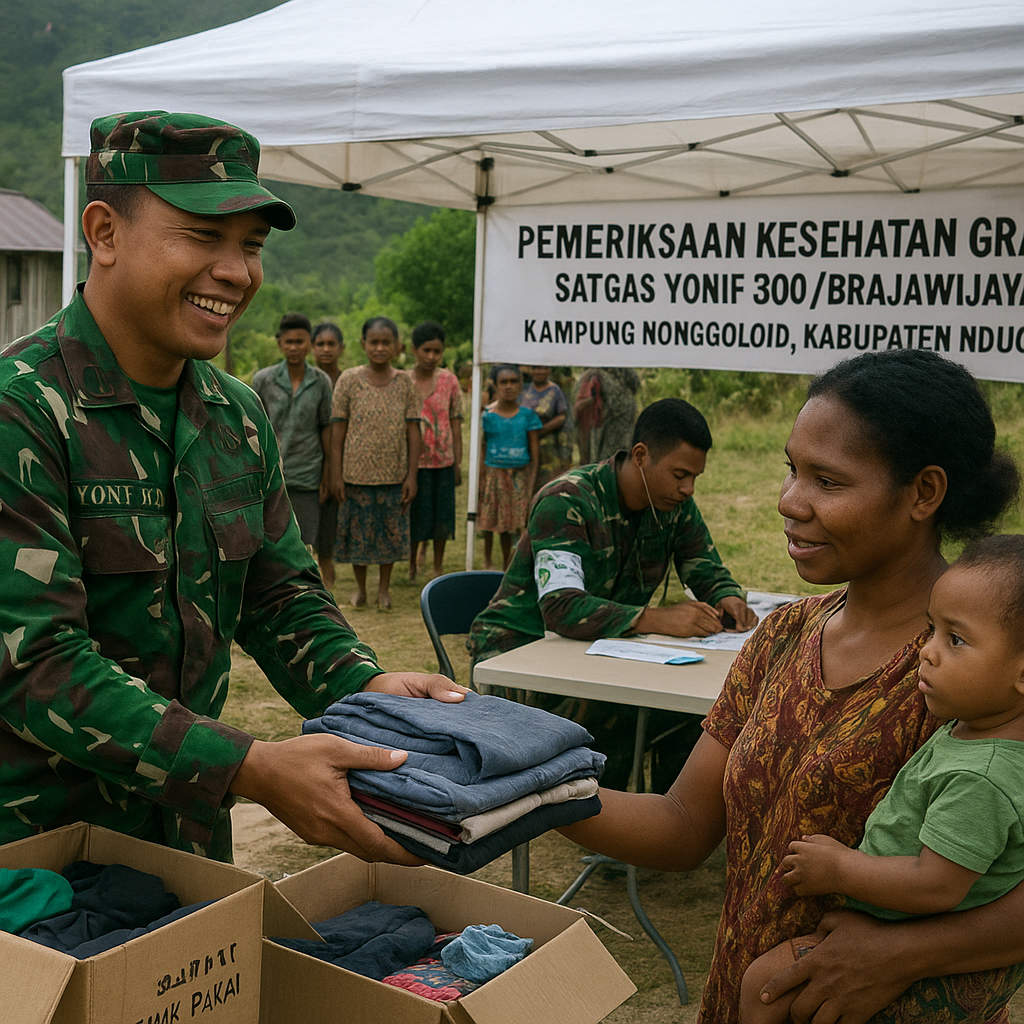 Baju Layak Pakai dan Periksa Kesehatan, Perhatian Satgas Yonif 300 untuk Warga Nduga