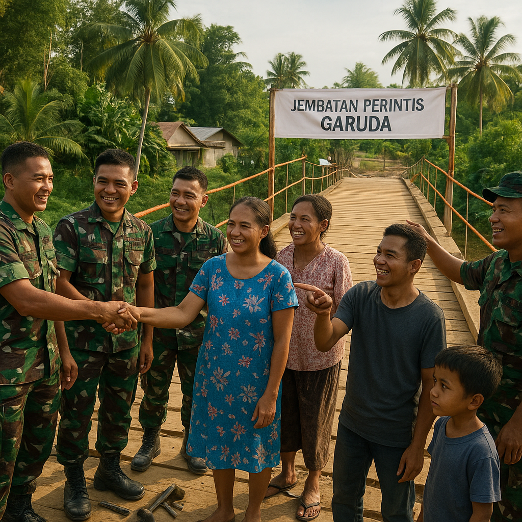 Jembatan Harapan Kembali Tegak, TNI dan Warga Morowali Utara Rampungkan Jembatan Perintis Garuda