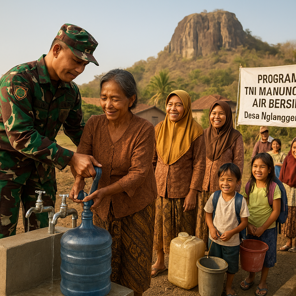 Program TNI Manunggal Air Bersih Hadir di Desa Nglanggeran, Warga Tak Lagi Kesulitan Air