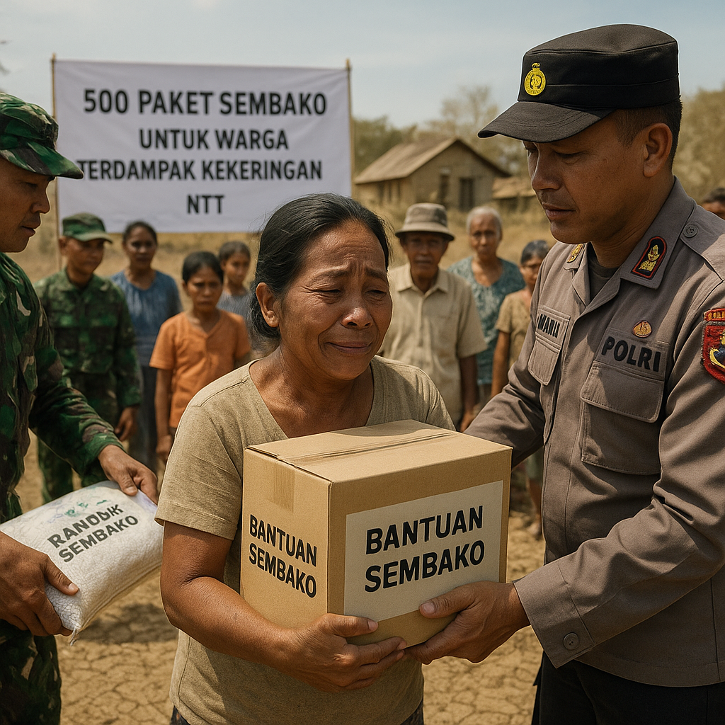 TNI-Polri Salurkan Bantuan Sembako untuk Warga Terdampak Kekeringan di NTT