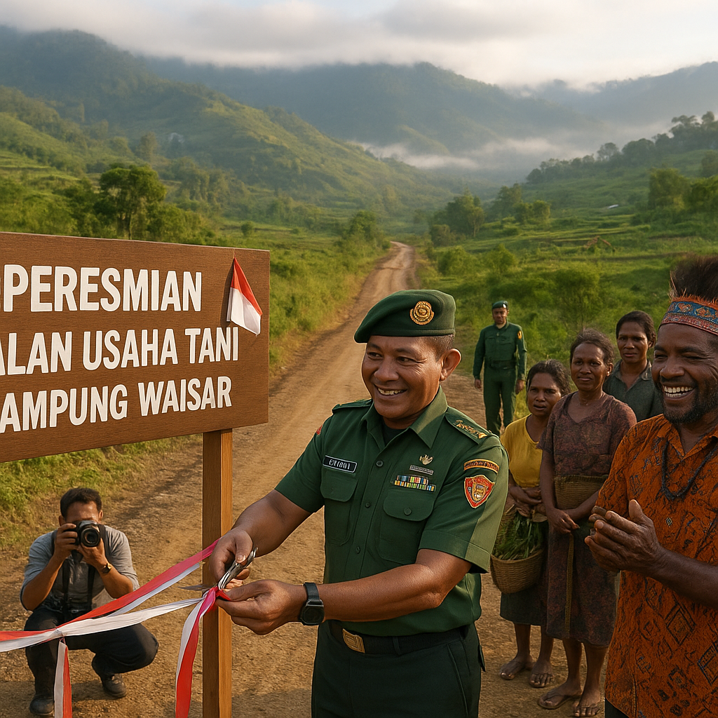 TNI AD Resmikan Jalan Usaha Tani di Kampung Waisar, Papua Pegunungan