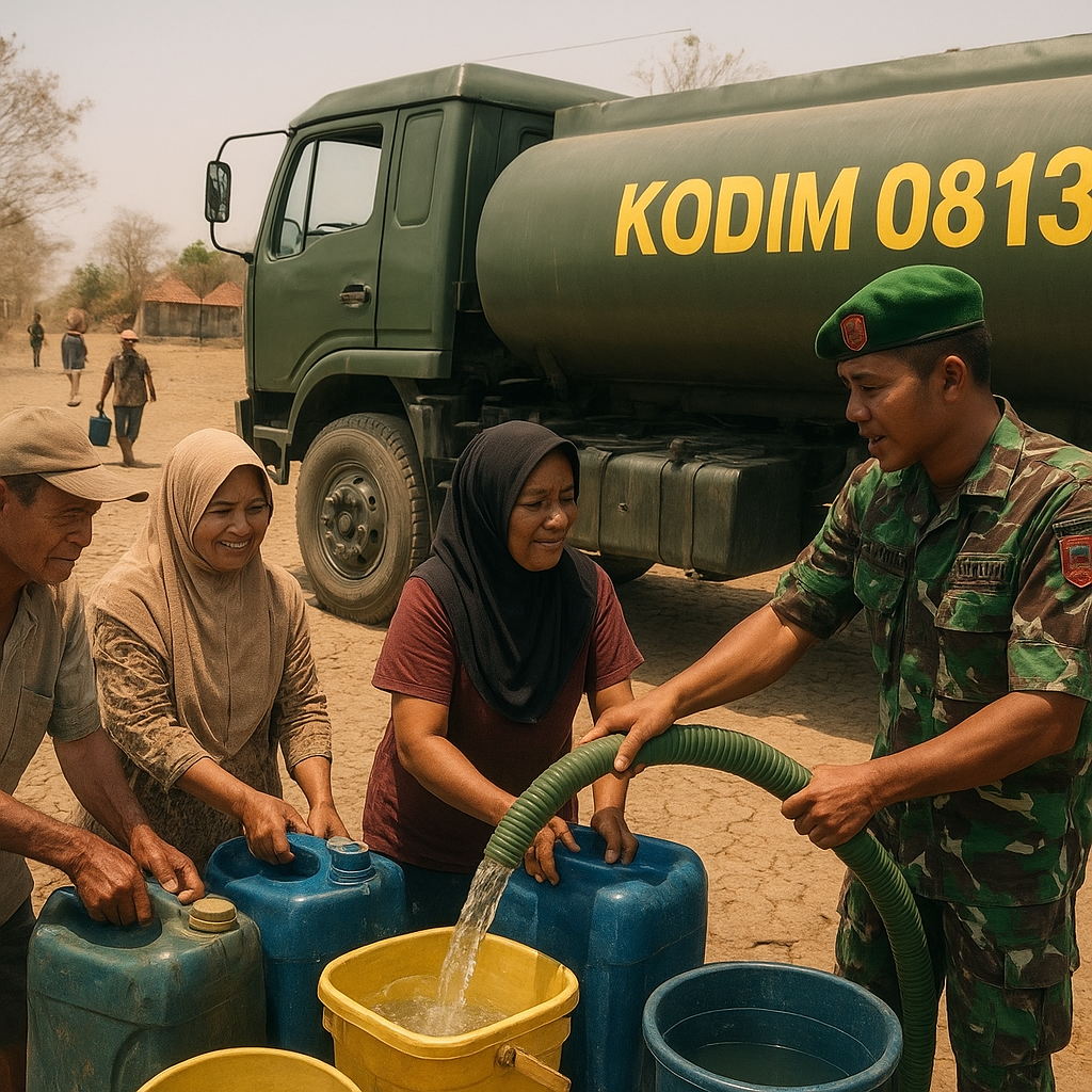Kodim Bojonegoro Segerakan Bantuan Air di Tengah Kemarau Panjang