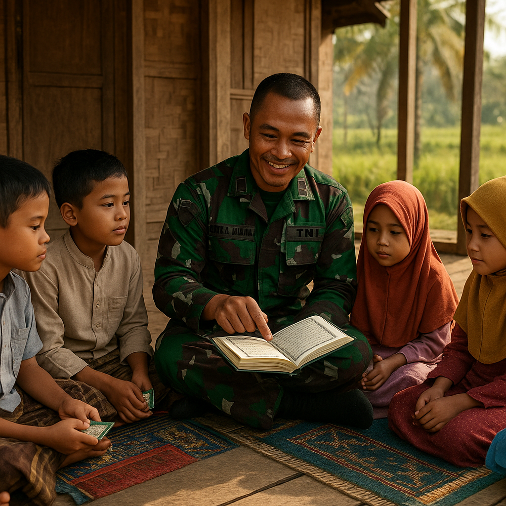 Kisah Hangat Prajurit TNI Ajari Anak-Anak Desa Mengaji di Serambi Pos