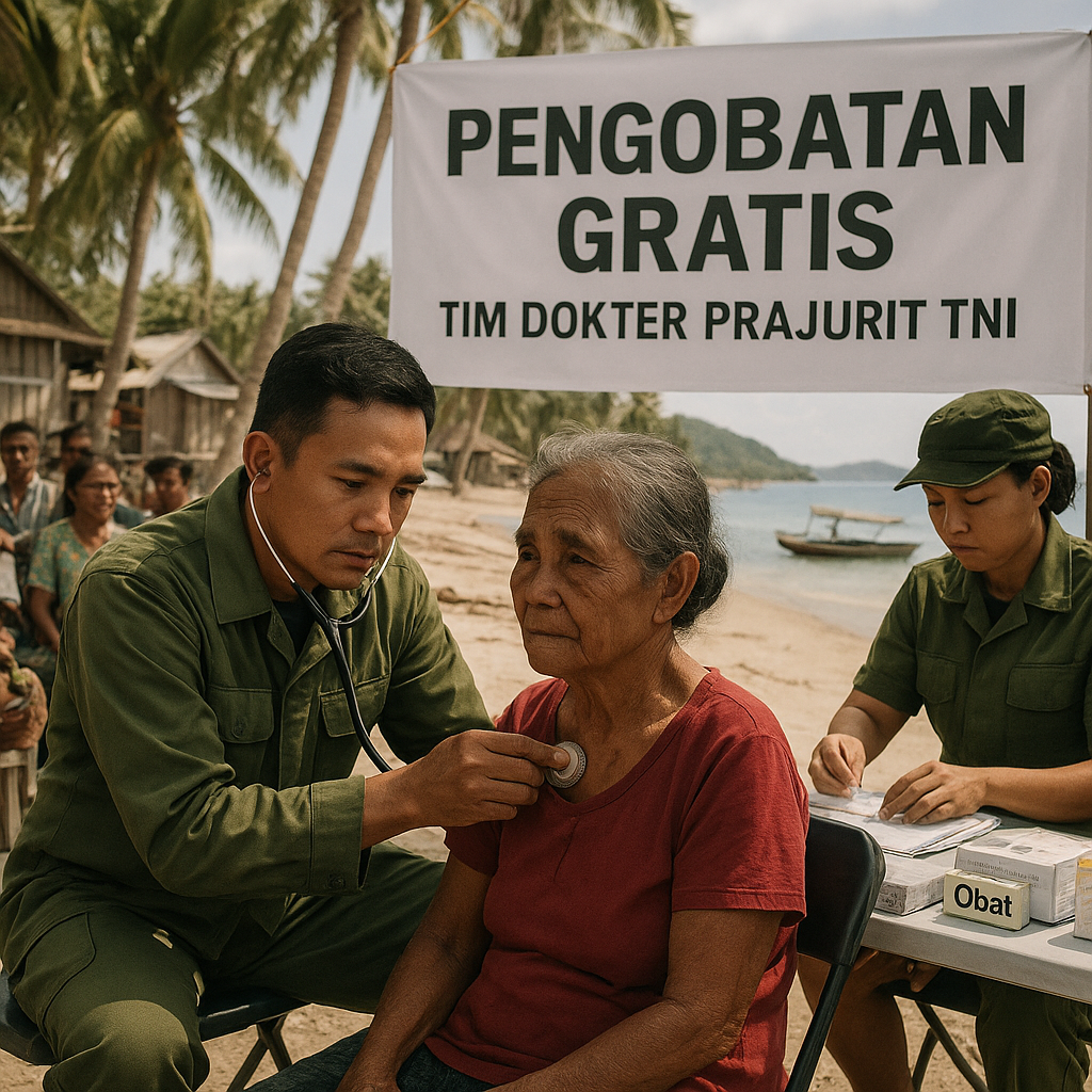 Dokter Prajurit TNI Gelar Pengobatan Gratis untuk Warga di Pulau Terpencil Morotai