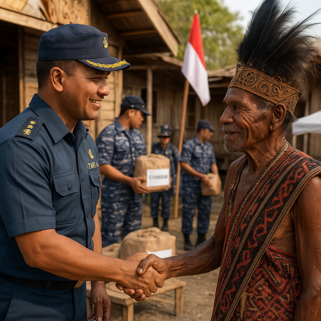 Prajurit TNI AL Sapa Hati Warga Suku Asmat di Merauke Lewat Bakti Sosial