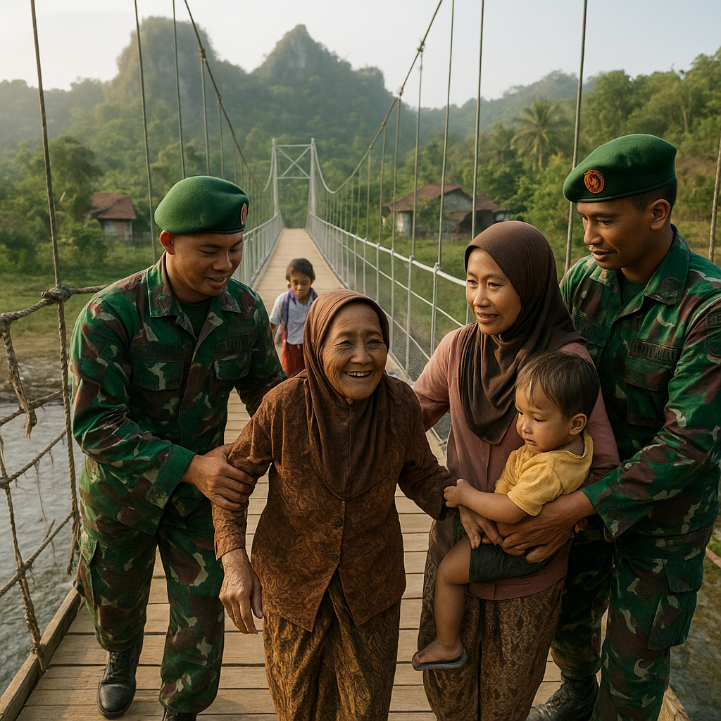TNI AD Bangun Jembatan Gantung di Desa Terpencil Gunungkidul, Warga Kini Tak Perlu Lagi Menyeberang Sungai