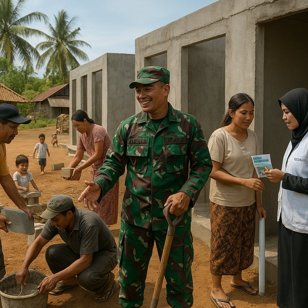 Babinsa Bantu Warga Dusun Suka Maju Bangun MCK Bersama, Cegah Stunting