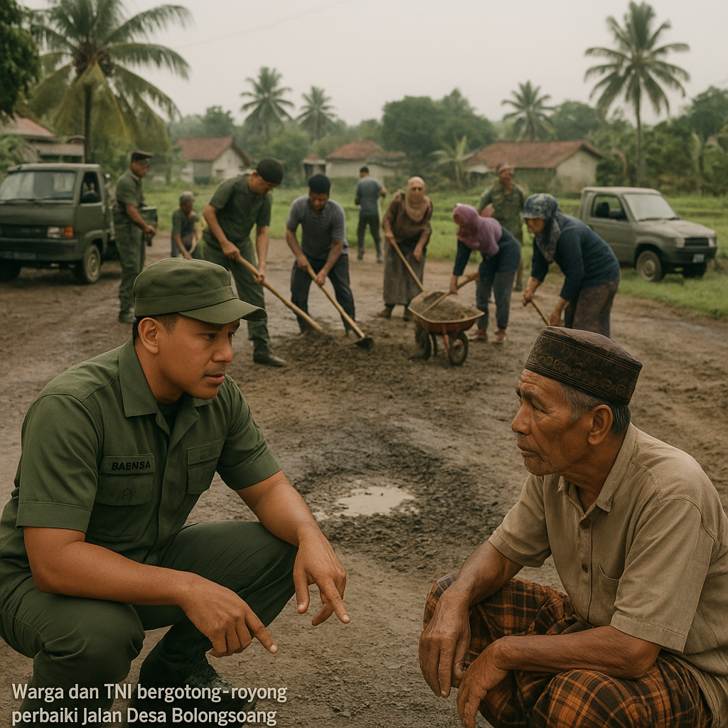 Warga Desa Bojongsoang Curhat ke Babinsa Soal Jalan Rusak, TNI Langsung Turun Tangan