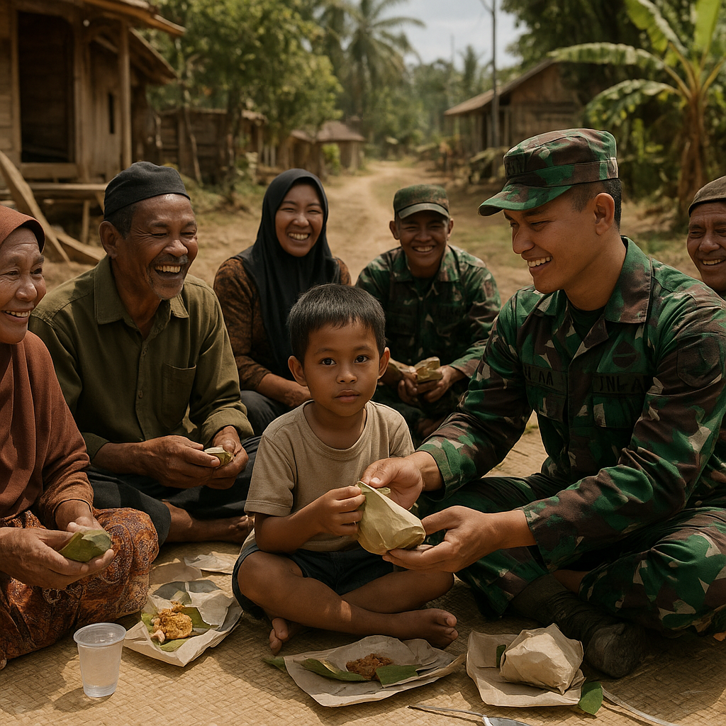 Di Balik Nasi Bungkus Ada Kebersamaan: TMMD ke-128 di Kampung Tanah Rubuh, Tanpa Sekat Tanpa Batas