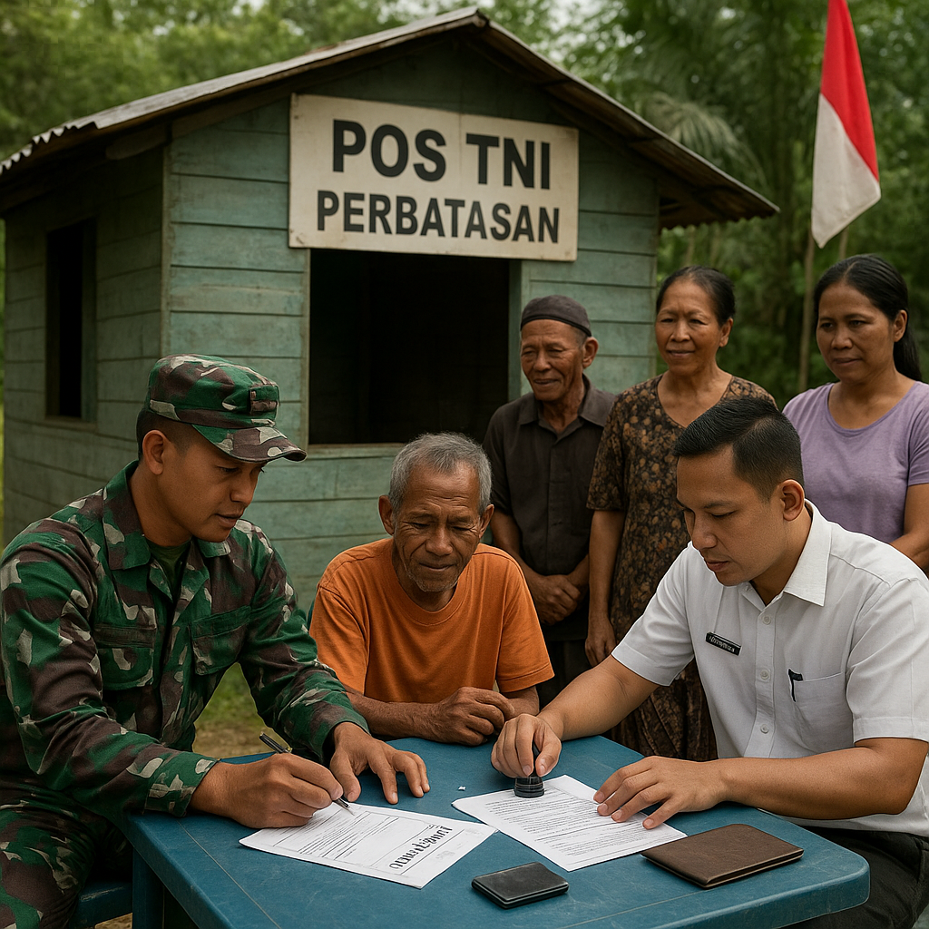 Pos TNI di Perbatasan Kalimantan Jadi Tempat Mengadu Warga yang Kesulitan Administrasi KTP